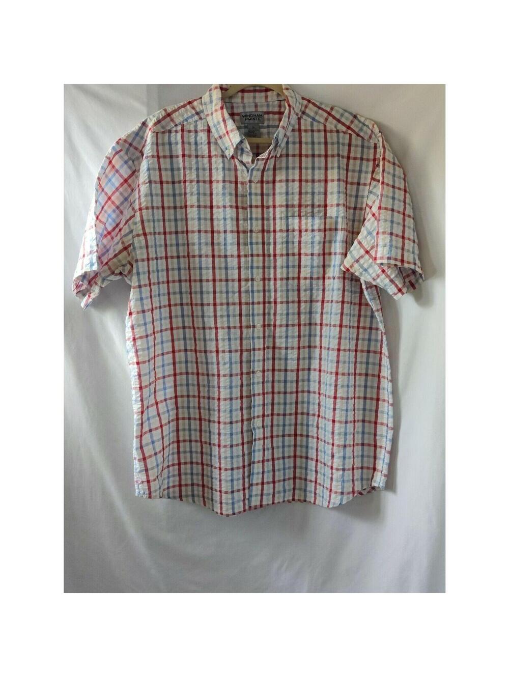 Windham Pointe Men's Plaid Short Sleeve Button Casual Shirt Multicolor Size XL
